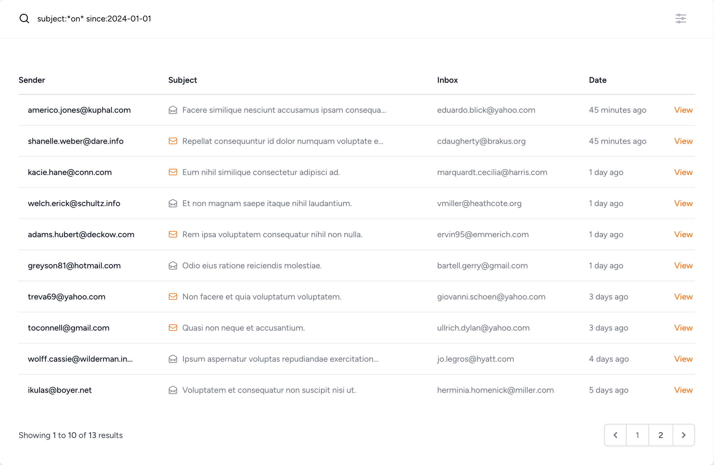 MailCare Advanced Search