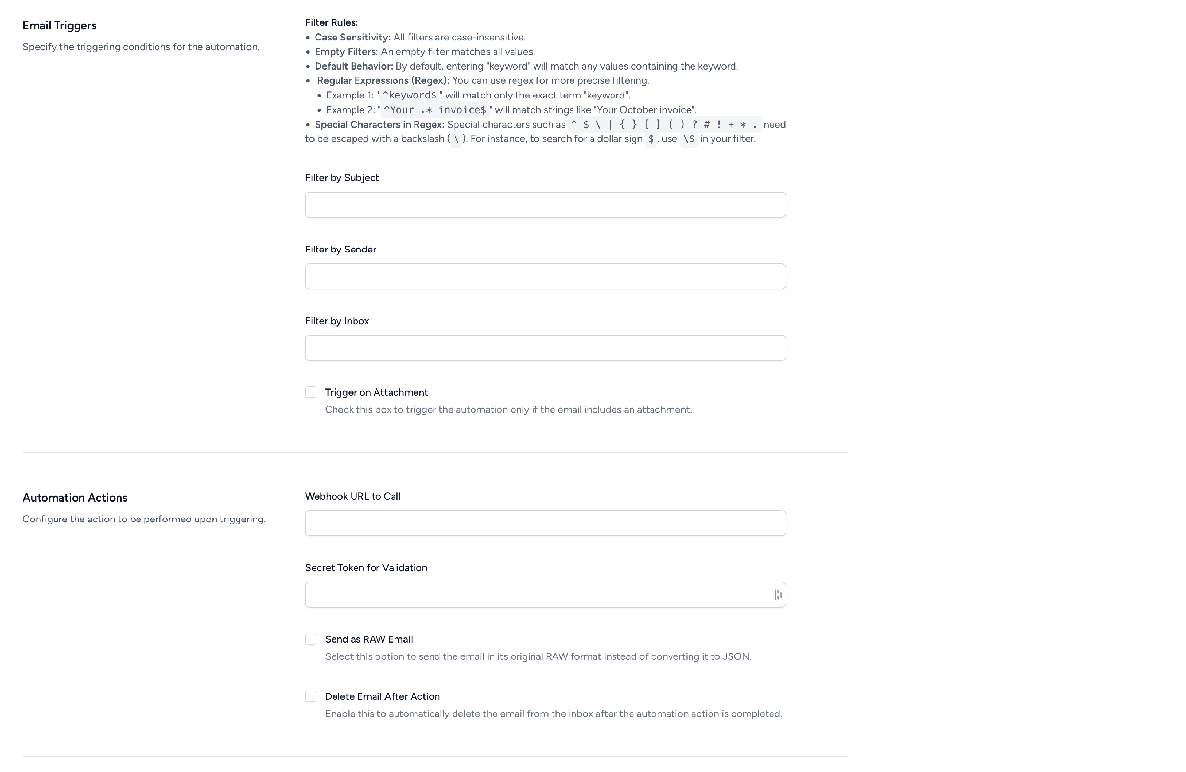 MailCare Webhook Configuration
